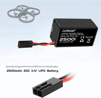 Update: литиево-полимерна эрзац-батерия 11.1v 2500 mah, Съвместима с mit Papagei AR.Drone 2,0 Power Edition Hubschrauber 4 комплекта Изображение