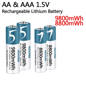 Батерията AA/AAA от 1,5 Акумулаторна полимерна литиево-йонна батерия AA/AAA за мишка с дистанционно управление, малък вентилатор, електрическа играчка Изображение