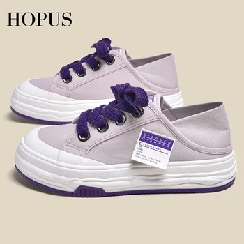 HOPUS, модни дамски парусиновая обувки, ежедневни дамски обувки, чехли без закопчалка, малка лятна дамски обувки 2023, нова дишаща Изображение