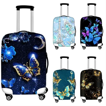 Необичаен флуоресцентно принт на пеперуди, мил женски куфар, Прахоустойчив, Лесно за инсталиране, стоки за пътуване, водоустойчиви калъфи за багаж Изображение