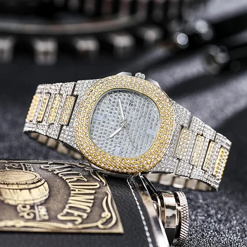 Красиви дамски ръчни часовници Рокля Златни часовници дамски часовници с кристали и диаманти, Сребро на часовника от неръждаема стомана, дамски Montre Femme Изображение