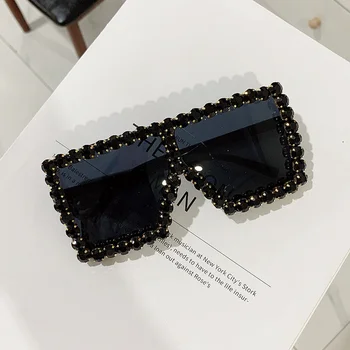 Квадратни Слънчеви очила в рамка от планински кристал, дамски очила с диаманти, маркови дизайнерски модерни слънчеви очила с UV400 цветове за жени Изображение