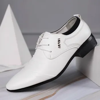 Обувки, за костюми, Мъжки официалната италианска мода офис Мъжки обувки модельная бизнес обувки от лачена кожа мъжки класически Zapatos De Charol Hombre Изображение