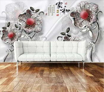 wellyu papel de parede para quarto Тапети по поръчка Сребърни декорации на цветя за дома и телевизия фон рисувани стенни тапети tapety Изображение