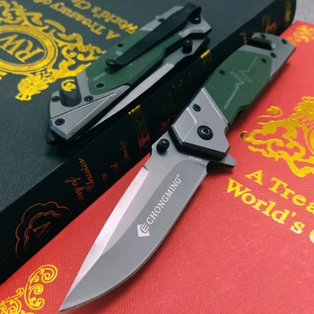 Черен титан сгъваем ловен нож за оцеляване, джобен военен-тактически нож за самозащита, нож за ловни ножове, ръчни инструменти, дръжка VG10 Изображение