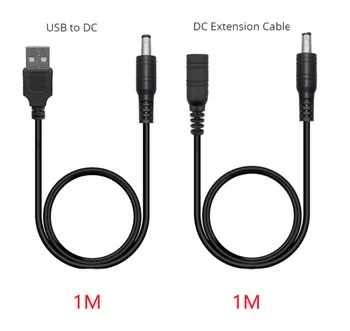 Свързване на проводник към led dc адаптер, USB кабел, удлинительный кабел dc 1 м, жак за led осветление Изображение
