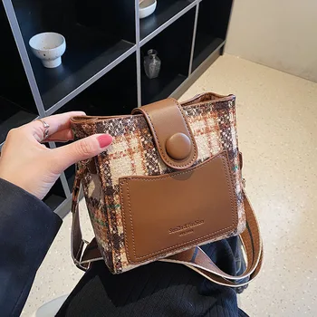 чанти за жени 2022, луксозни чанти, реплика bolso, модни дамски ретро чанта през рамо с геометричен дизайн, чанта-торба на съвсем малък Изображение