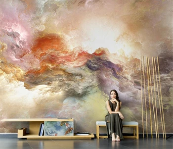 beibehang custom nordic abstract art cloud маслена живопис, тапети за хола, тапети за дивана, на фона на телевизор, стенни картини, покритие на стените Изображение