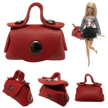 Новост NK, кукла за момичета, мини чанта за ежедневно ръчно изработени дрехи, червен модерен сладко чанта за аксесоари за кукла Барби Изображение