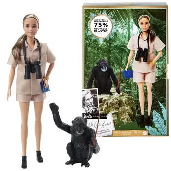 Маркова вдъхновяваща жена кукла серия Dr. Jane Goodall от рециклирани материали, подарък за колекционери HCB83 Изображение