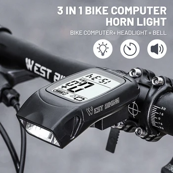 Велосипеден измерване на Скоростта на Безжичната измерване на скоростта на мотора със светлина и звуков сигнал USB Водоустойчив велосипеден скоростомер с полноэкранной осветление Изображение