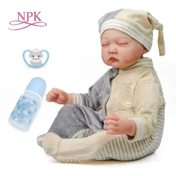 NPK 55 см, Ръчно Рисуване на Коса, Реалистично Меко Тяло кукли Bebe, Возрожденный Бебето спи В Реален Размер, Новородено бебе кукла, Гъвкав 3D цвета на Кожата Изображение