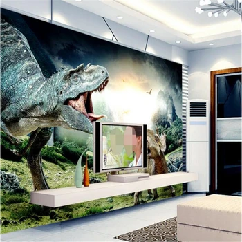beibehang Потребителски тапети нетъкан текстил всекидневна с голям HD 3D стерео динозавър хол фон стенни живопис Изображение
