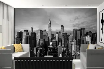 Тапети по поръчка NY11, е черно-бяла серия, рисувани стенни Емпайър Стейт Билдинг, тапети за хола, спалня Изображение