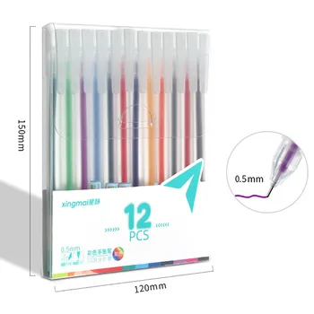 Гел химикалка 12 цвята 0,5 мм, хубаво химикалка писалка за списание, училищни канцеларски материали Изображение