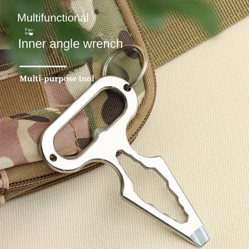 Отварачка за бутилки Комбиниран ключ, за да проверите за самозащита от неръждаема стомана Инструмент за защита на Оръжие за Лична самоотбрана Изображение