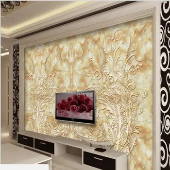 wellyu Изработени по поръчка мащабната фреска текстура мрамор, паркет, плочки телевизор, разтегателен фон на стената нетъкан тапет papel de parede Изображение