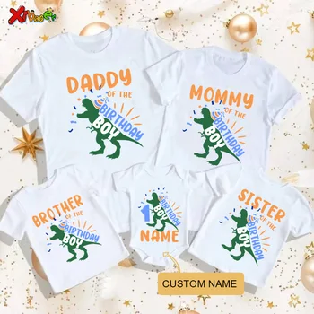 Един и същ дрехи за семейството, за рожден ден, детска тениска, риза с динозавром за рожден ден, поръчка, летни дрехи за момчета на парти 2023 година Изображение