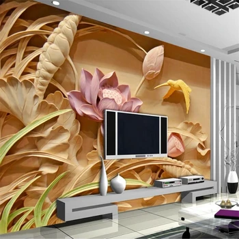 beibehang Потребителски тапети 3d фотообои картина в европейски стил стерео перлено бял нефритови фон тапети papel de parede за спални Изображение