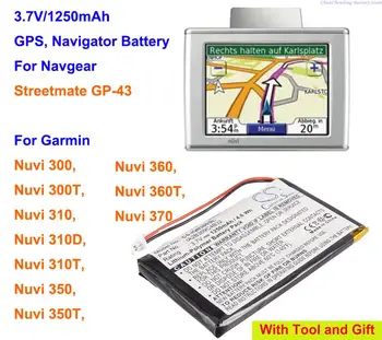 Батерията е 1250 mah за Garmin Nuvi 300,300 T, 310,310 D, 310T, 350, 350T, 360, 360 T, 370 Изображение