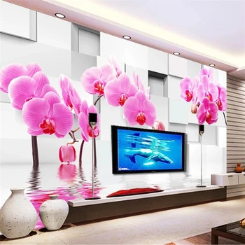 papel de parede Потребителски тапети 3d луксозни розови орнаменти Phalaenopsis мека опаковка ТЕЛЕВИЗИЯ фон стена отражение Кливии 3d тапети Изображение