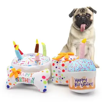 Играчка за домашни кучета, Торта за Кучета, Плюшени Торта за рождения ден, Интерактивна Честване на дъвчене, Писклив и Меки Кифли, Играчка За домашни любимци, Аксесоари За кучета Изображение