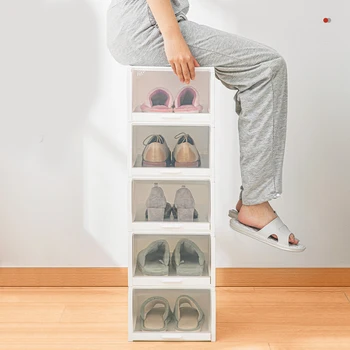 Нова плъзгаща се кутия за обувки, пылезащитная и влага прозрачна кутия за обувки, удебелена кутия за съхранение на маратонки, а обувките кутия Изображение
