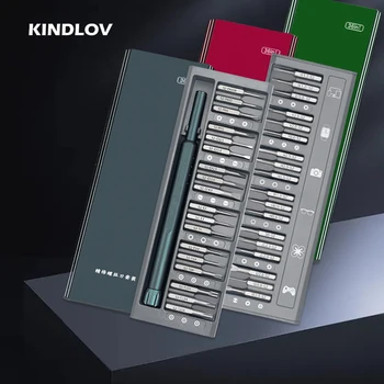 KINDLOV Набор от безжични електрически отвертки Type-c с акумулаторна светодиодна подсветка, набор от отвертки за ремонт на електроинструменти за дома Изображение
