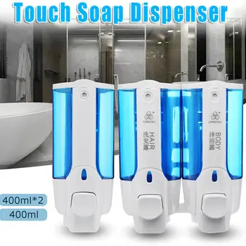 400 мл Однорядный/двухрядный опаковка сапун за душ Стенен течен шампоан Пластмасови аксесоари за баня препарат за Почистване Изображение