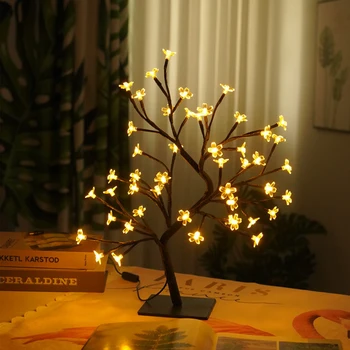 Художествена коледно дърво лампа, Атмосфера, Коледно дърво, лека нощ за детски спални, начало декор, USB-страхотна настолна лампа, празнично осветление, Украса Изображение
