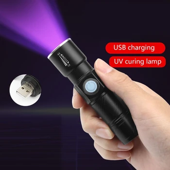 Преносим UV 365нм фенерче Blacklight с USB батерия, мощен led лампа за професионално/търговска употреба, трайни Изображение