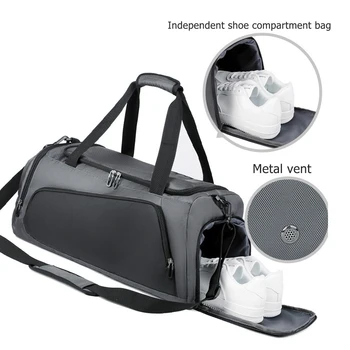 Пътна спортна чанта Оксфорд, чанта за ръчен багаж, водоустойчив преносима с отделение за обувки за плуване, туризъм, къмпинг Изображение
