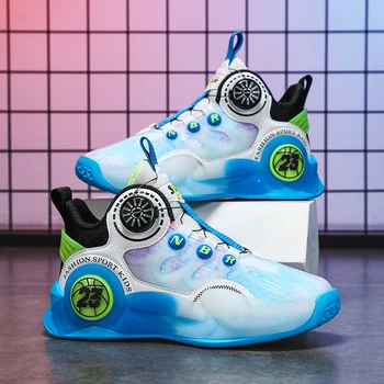 Нова детска спортни обувки, градинска баскетболни обувки за момчета, нескользящие висококачествени светещи маратонки за момичета, размер на 30-40 Изображение