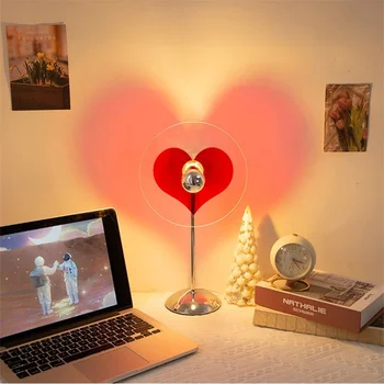 Led Проектор във Формата на Сърце Love Sunset Лампа за бар Cafeshop Home Decor Романтичен Фон Монтиране на Украса лека нощ Изображение