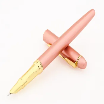 Висококачествен Момче момиче Студент Финансов офис Метал 7035 Розово злато Тънка писалка писалка, мастило ученически пособия Изображение