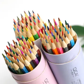 Цветен молив за началното училище, детска набор от канцеларски материали за рисуване 24 36 48 Цвят четка за рисуване, арт цветен молив Изображение