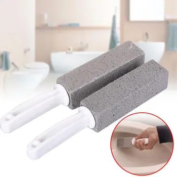 НОВ 2 ЕЛЕМЕНТА камък за почистване на пемза с дръжка, четка за почистване на тоалетната чиния, средство за премахване на пръстените с твърда вода Изображение