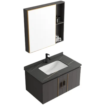 Каменна плоча Алуминиев шкаф за баня-Комбиниран шкаф за мивка Вградена маса за измиване Изображение