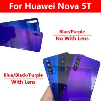 Задната част на кутията на батерията 3D стъклен панел на гърба на дверидля Huawei Nova 5T стъклен корпус с подмяна на лепило за лещи Изображение