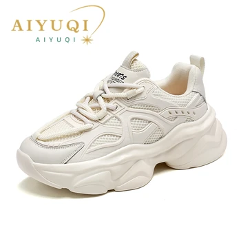 Дамски маратонки AIYUQI, новост Пролетта 2023 г., Дамски Ежедневни обувки дантела, Дишаща Мрежа спортни обувки За момичета Изображение