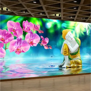 Статуя на Буда, Дзен, Магнолия, Капки вода, 3D Фотообои за хола, Тапети за спалнята, Начало декор, Стенни картини, 3D Изображение
