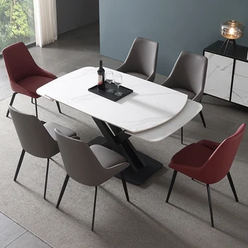 Комбинация от леки и луксозни места за хранене столове и маси rockboard, модерен двутактов телескопична сгъваема маса с проста функция Изображение