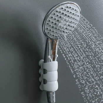 Силиконов държач на накрайник за душ, здрав многократна употреба Подвижна ръчен душ, конзола за монтиране на присоске, за монтиране на Стена за душ, Принадлежности за баня, Изображение