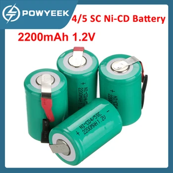 2 ЕЛЕМЕНТА/4ШТ 2200 mah 4/5 SC Ni-CD батерия 1,2 На Sub-C Батерии с раздел за електроинструменти Акумулаторни батерии Изображение