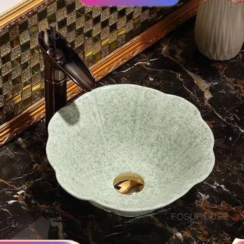 Керамична мивка за баня върху платформата на Персонални Творчески, Мивки за баня Европейски хотелски Кухненски мивки за измиване на ръцете Изображение