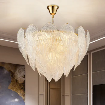 Полилеи постмодерната лукс E14 led висящи лампи стъклен лист, блестящ златен Метал, led подвесная верига, окачена лампа за помещения Изображение