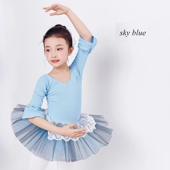 Небето е синя лейси балетната поличка, облекла за танци, памучно балетное рокля за момичета, детски балетные рокли, професионален балетен костюм, 