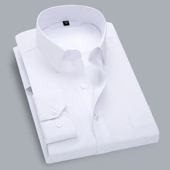 Мъжки официалната ежедневна риза с дълги ръкави, саржевая бяла синя черна мъжка риза, Социална брандираната риза, Голяма мъжка делова риза, топ Изображение