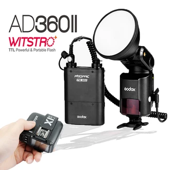 Godox AD360 II Witstro AD360II-N TTL Светкавица Speedlite с включването/выключением за цифрови огледално-рефлексни фотоапарати Nikon PB960 Отделението блок + Безжичен спусък X1 Изображение