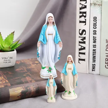 Пластмасови фигурки на Дева Мария, украса за статуи, религиозни орнаменти, католическата статуя, малки подаръци църковни стоки Изображение